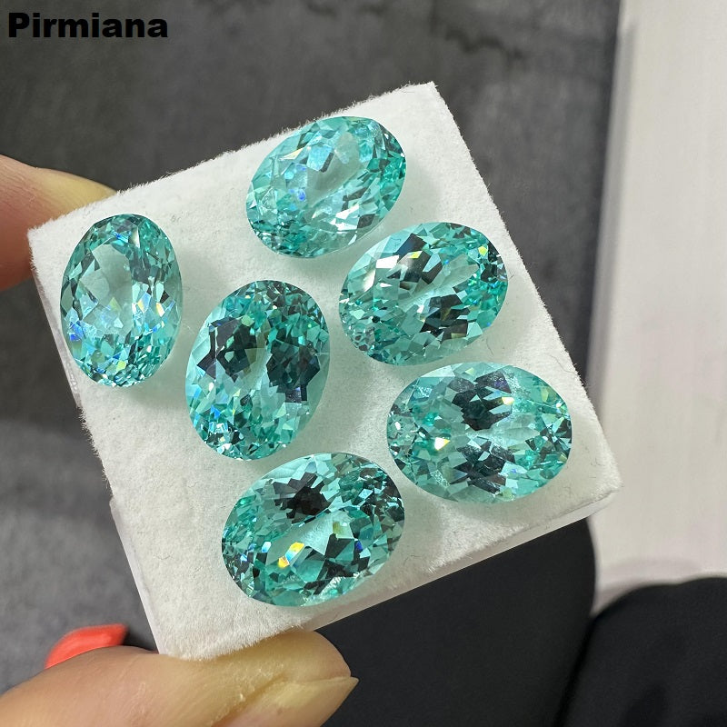 Pirmiana Oval shape Lab Grown Paraiba Loose Gemstones for Jewelry Making