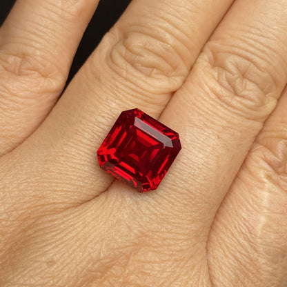 Pirmiana 6.5/11.82ct Asscher Shape Pigeon Blood Red Lab Grown Ruby Loose Stones For Jewerly Making