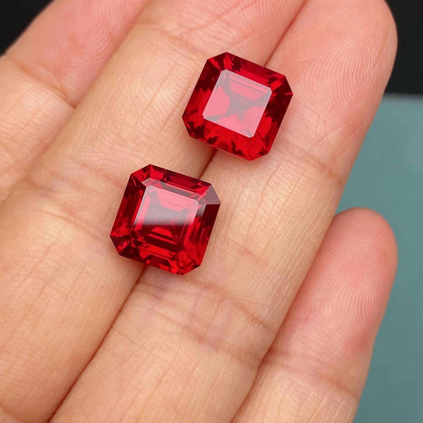 Pirmiana 6.5/11.82ct Asscher Shape Pigeon Blood Red Lab Grown Ruby Loose Stones For Jewerly Making