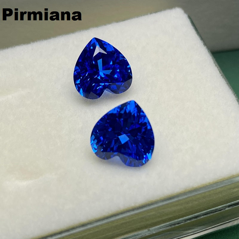 Pirmiana Heart shape Lab Grown Cobalt Spinel Loose Gemstones for Jewelry Making