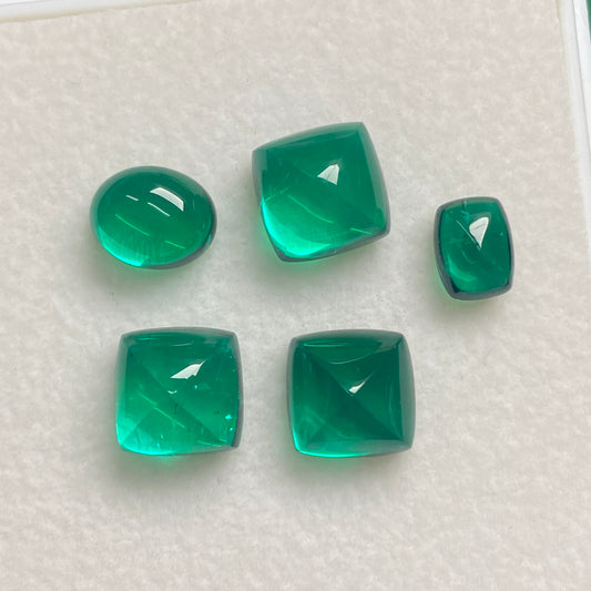 Pirmiana  1.24-12.485ct Sugar-loaf Cut Lab Grown Emeralds Loose Gemstones for Jewelry Making