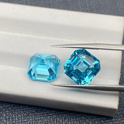 Pirmiana  6.7ct Asscher Cut Lab Grown Aquamarine Sapphire Loose Gemstones for Jewelry Making