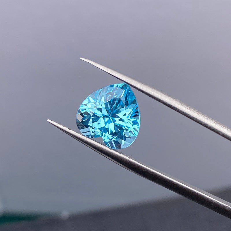 Pirmiana  5.105ct Heart Cut Lab Grown Aquamarine Sapphire Loose Gemstones for Jewelry Making