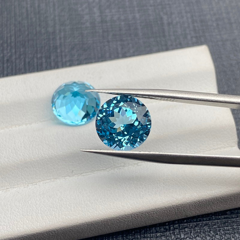 Pirmiana  5.5ct Round Cut Lab Grown Aquamarine Sapphire Loose Gemstones for Jewelry Making