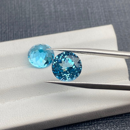 Pirmiana  5.5ct Round Cut Lab Grown Aquamarine Sapphire Loose Gemstones for Jewelry Making
