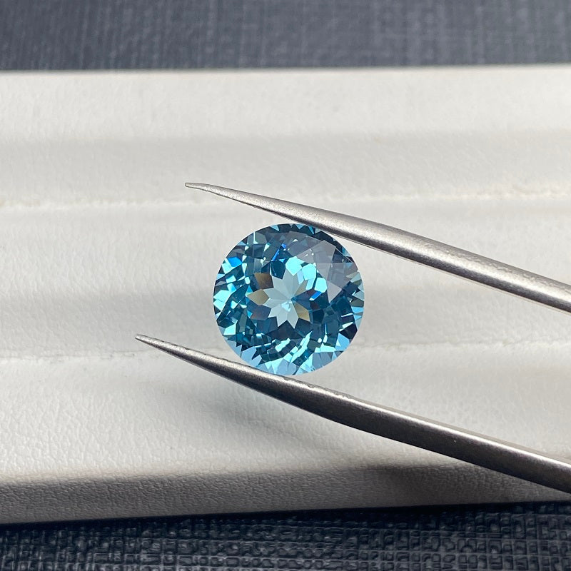 Pirmiana  5.5ct Round Cut Lab Grown Aquamarine Sapphire Loose Gemstones for Jewelry Making