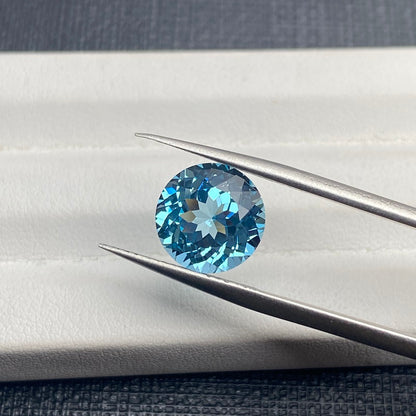 Pirmiana  5.5ct Round Cut Lab Grown Aquamarine Sapphire Loose Gemstones for Jewelry Making