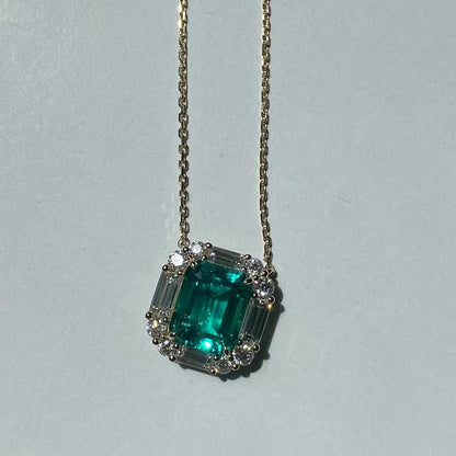 Ruif customiezd 18k yellow gold about 4.3ct lab grown emerald pendant necklace for women daily wear necklace