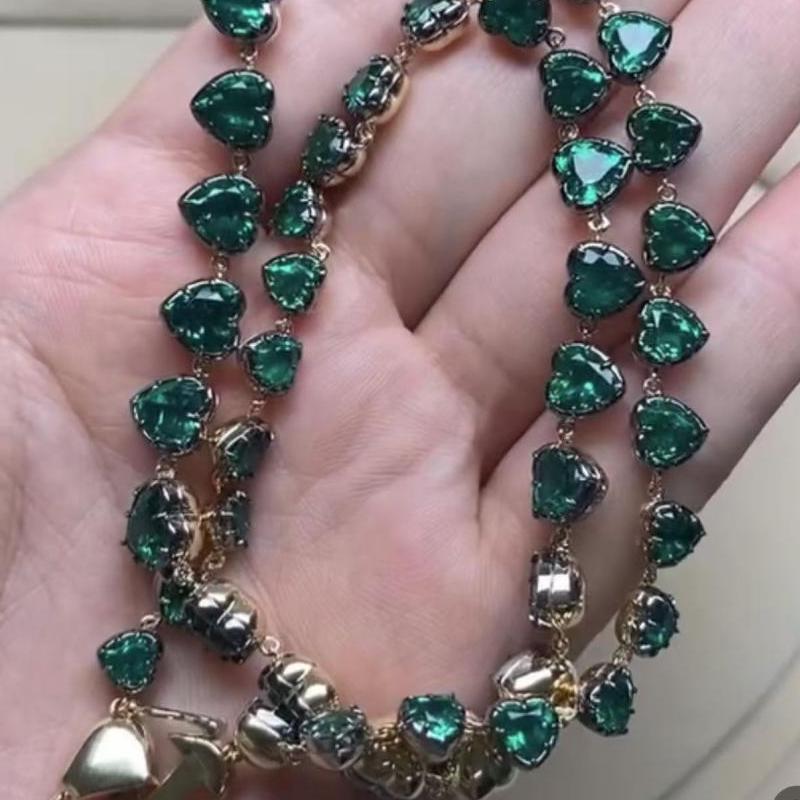 Pirmiana Jewelry Classic Design Green 14k Gold 39ct Lab Grown Emerald Pendant Necklace Gemstone Jewelry