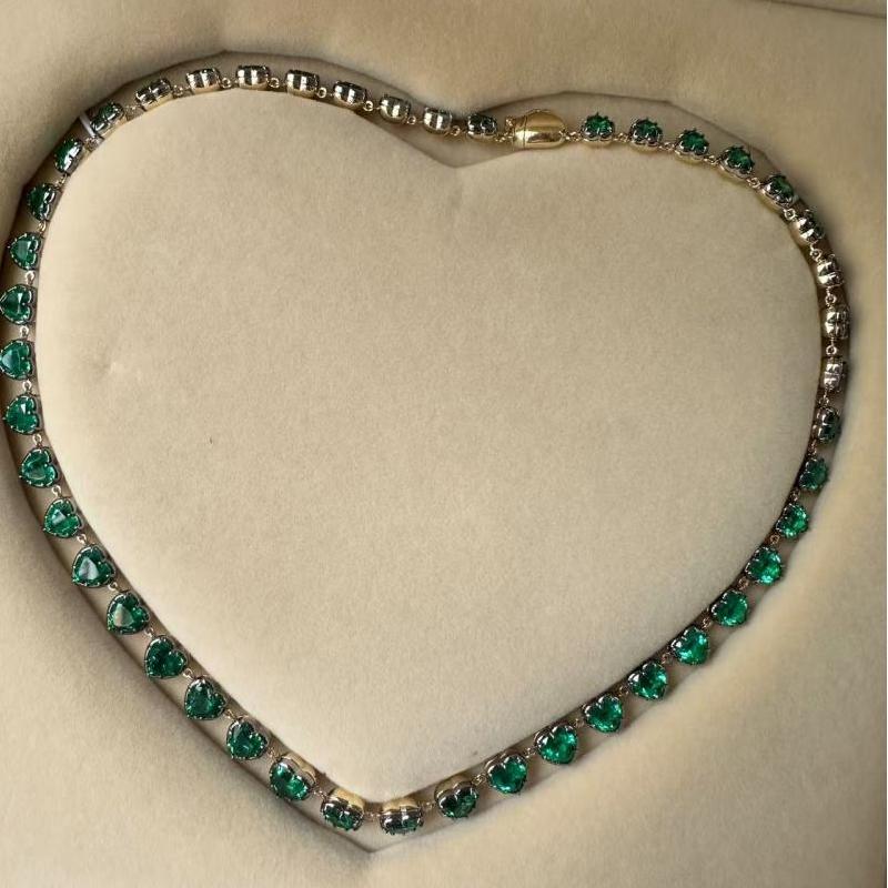Pirmiana Jewelry Classic Design Green 14k Gold 39ct Lab Grown Emerald Pendant Necklace Gemstone Jewelry