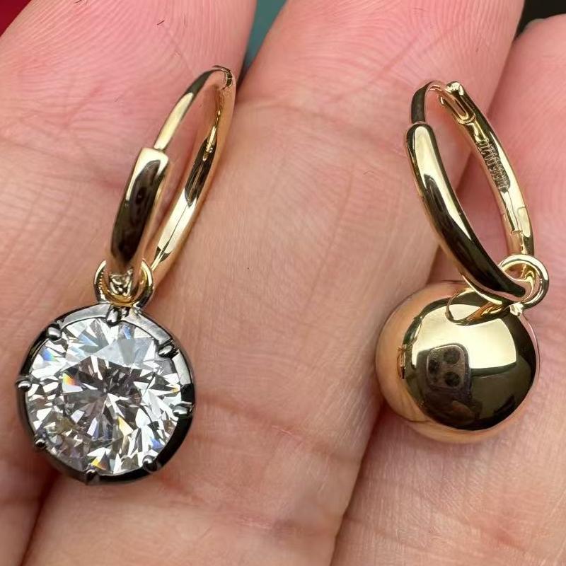 Pirmiana Customized 14k Yellow Gold 4ct Lab Grown Diamond Earrings for Women Party Gift