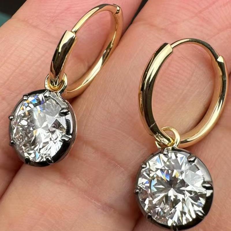 Pirmiana Customized 14k Yellow Gold 4ct Lab Grown Diamond Earrings for Women Party Gift