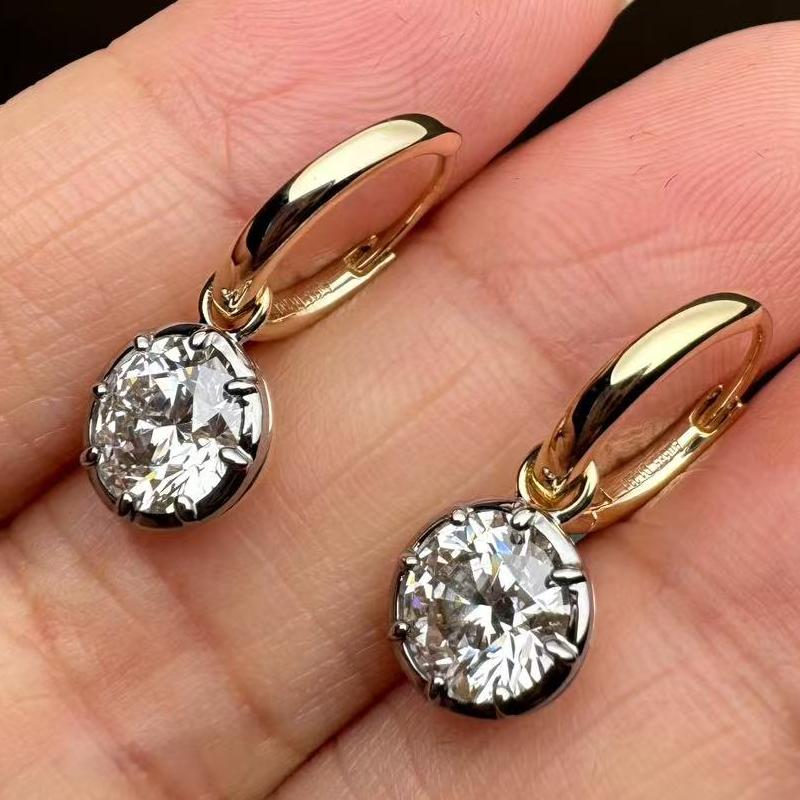 Pirmiana Customized 14k Yellow Gold 4ct Lab Grown Diamond Earrings for Women Party Gift