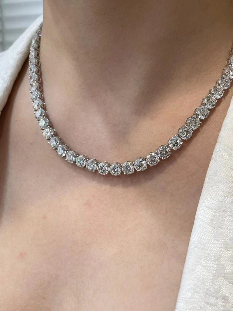 Ruif Customize 16 Inches 18k Gold 1ct Round Cut Lab Grown Diamond Tennis Necklace for Women Sparkling Full Diamond Luxury Jewelry