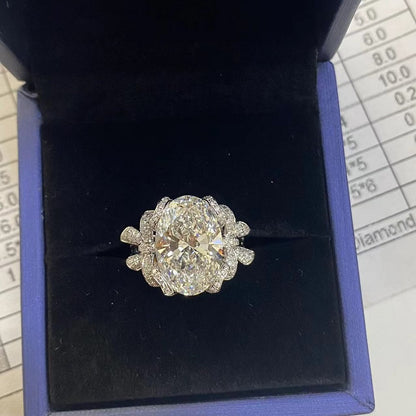Ruif Customize 18k Gold about 7ct E VS1 Oval Lab Grown Diamond Rings for Women Wedding