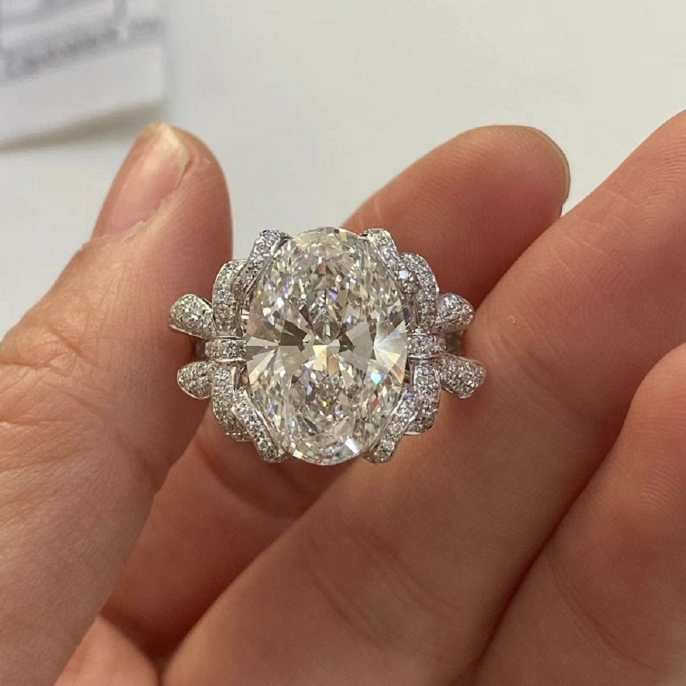 Ruif Customize 18k Gold about 7ct E VS1 Oval Lab Grown Diamond Rings for Women Wedding