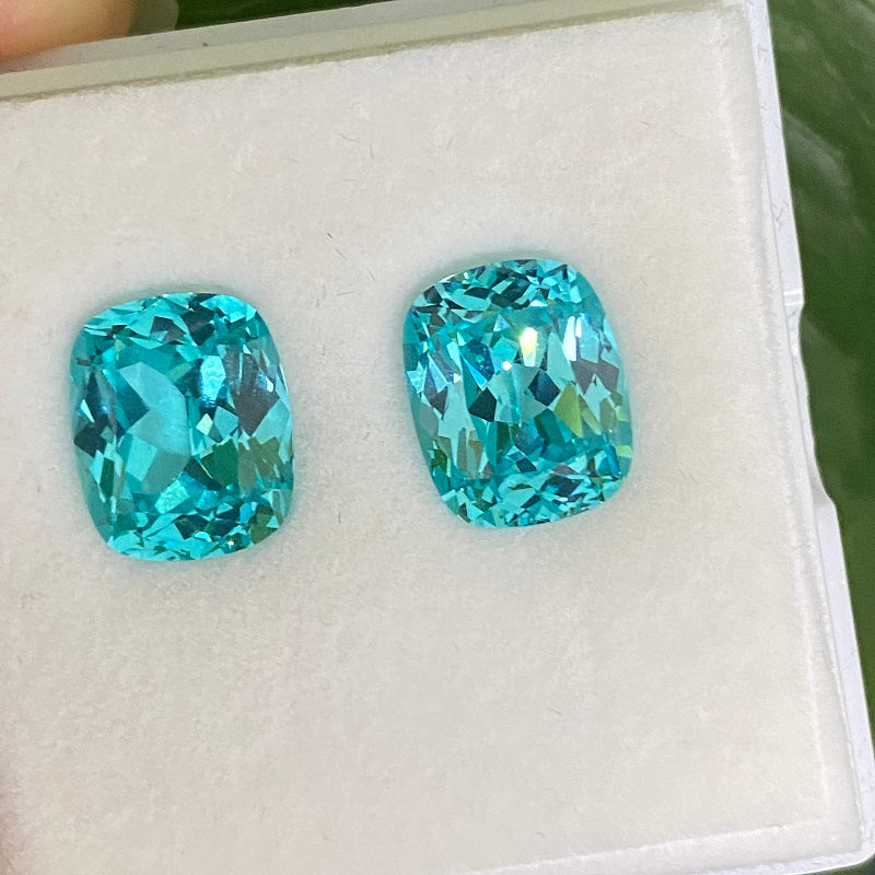 Pirmiana Cushion shape Lab Grown Paraiba Loose Gemstones for Jewelry Making