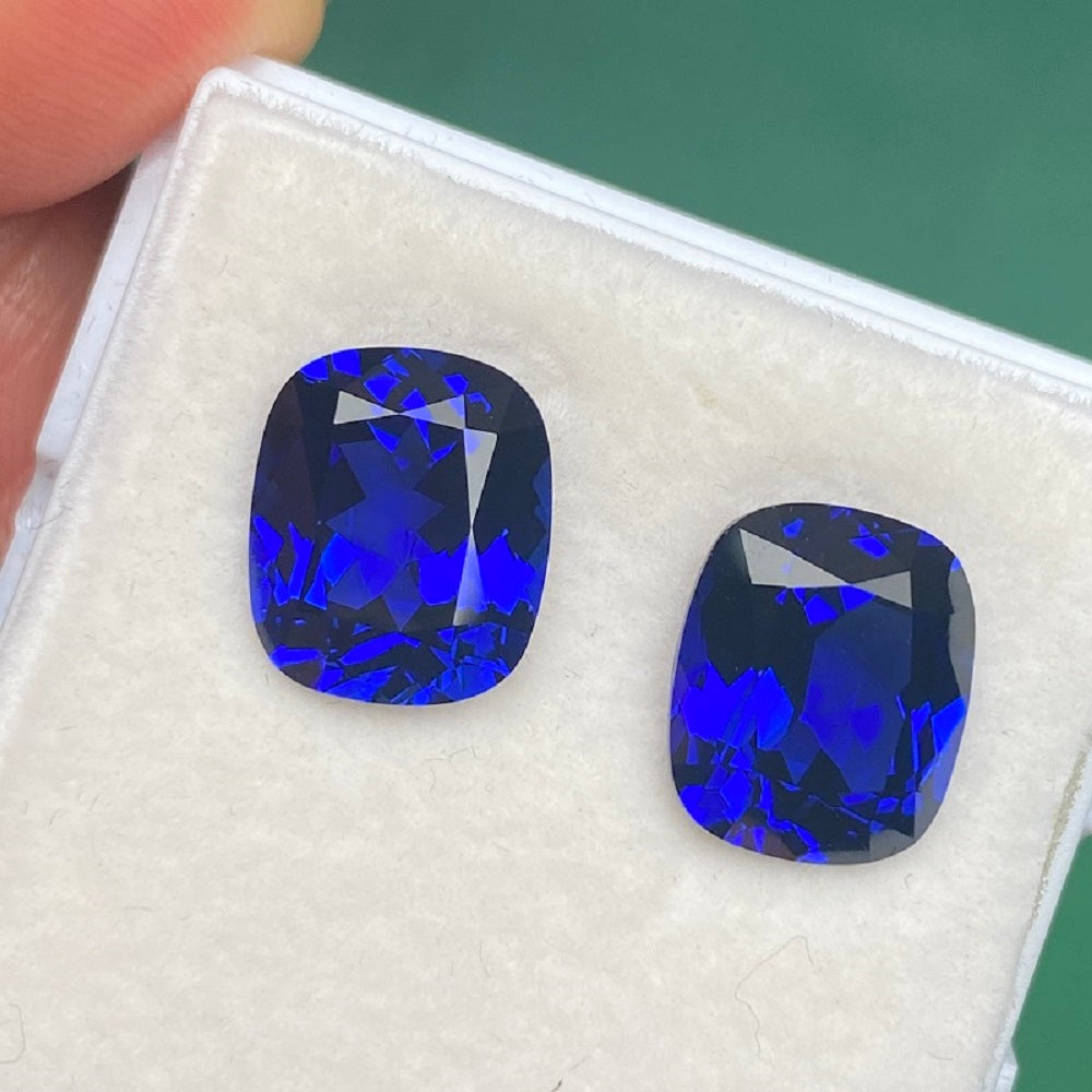 Cushion Cut Royal Blue Lab Sapphire Gemstone