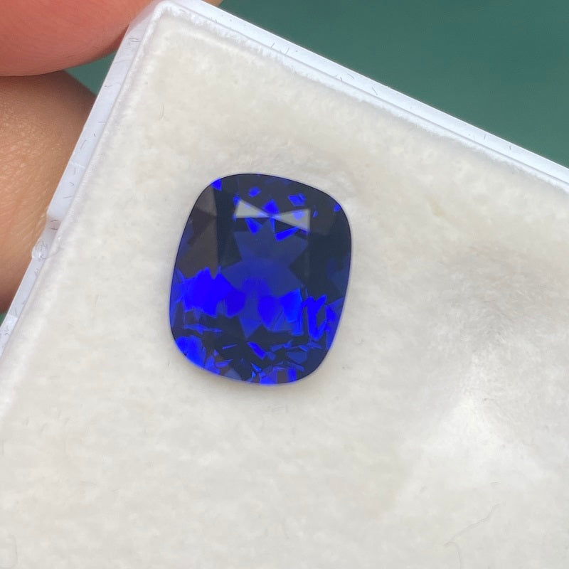 Cushion Cut Royal Blue Lab Sapphire Gemstone