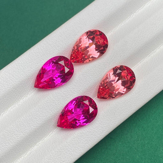 Pirmiana Pear shape Lab Grown Padparadscha Loose Gemstones for Jewelry Making