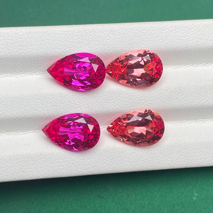Pirmiana Pear shape Lab Grown Padparadscha Loose Gemstones for Jewelry Making