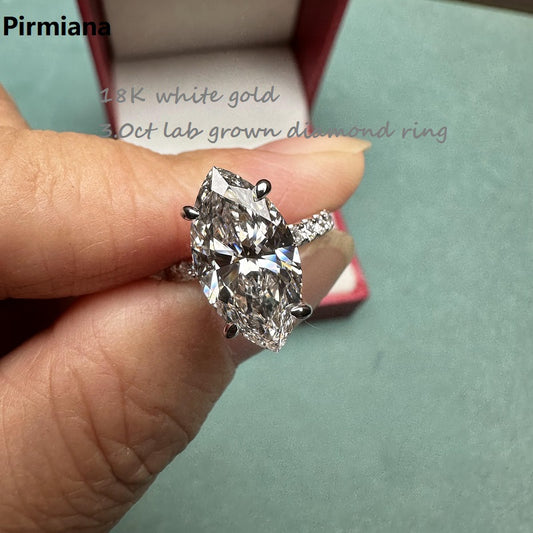 Pirmiana 18K White Gold 3.05ct Marquise Shape Lab Grown Diamond Ring