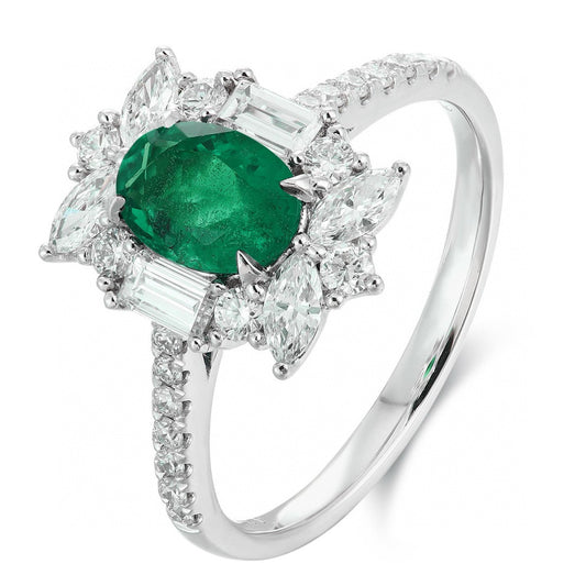 Pirmiana Customized 18k Gold 0.73ct Lab Grown Emerald with 0.69ct Diamond Ring Jewelry Engagement Gift Women