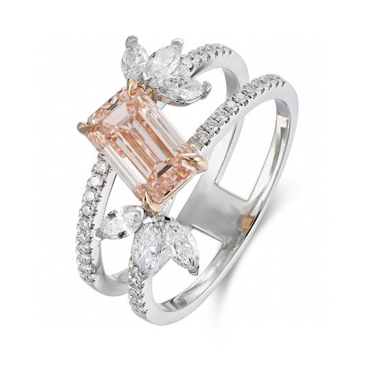 Pirmiana New Fashion 1.32ct beautiful Lab Grown Pink Diamond Rings PT950 Platinum Jewelry Engagement Gift Women