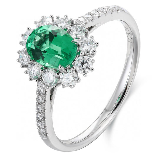 Pirmiana Customized PT950 Platinum 0.81ct Lab Grown Emerald with 0.5625ct Diamond Ring Jewelry Engagement Gift Women