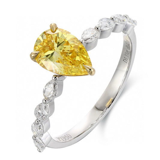 Pirmiana New Fashion 1.11ct shining Lab Grown Yellow Diamond Rings PT950 Platinum Jewelry Engagement Gift Women
