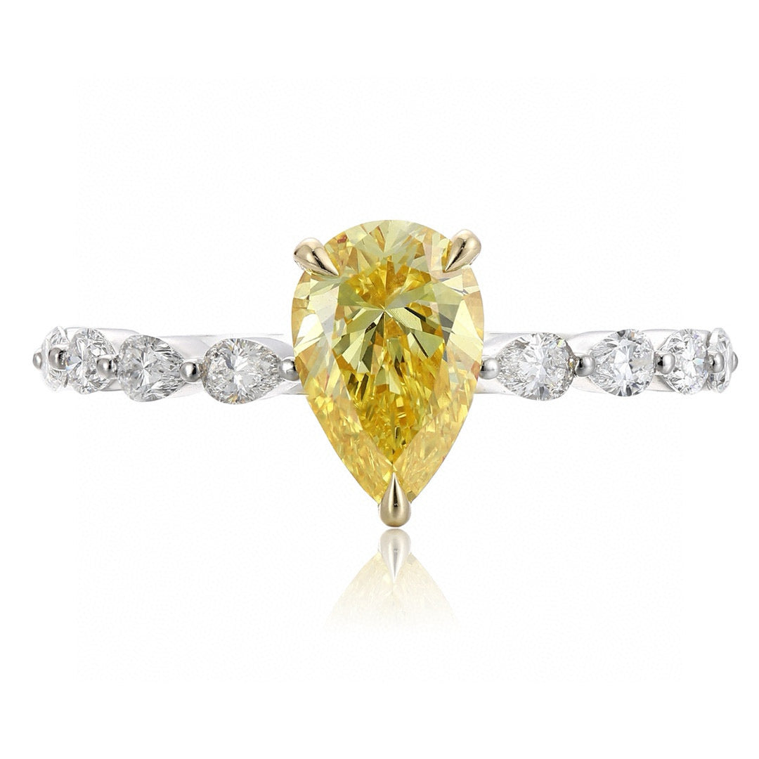 Pirmiana New Fashion 1.11ct shining Lab Grown Yellow Diamond Rings PT950 Platinum Jewelry Engagement Gift Women