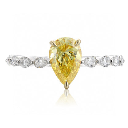 Pirmiana New Fashion 1.11ct shining Lab Grown Yellow Diamond Rings PT950 Platinum Jewelry Engagement Gift Women