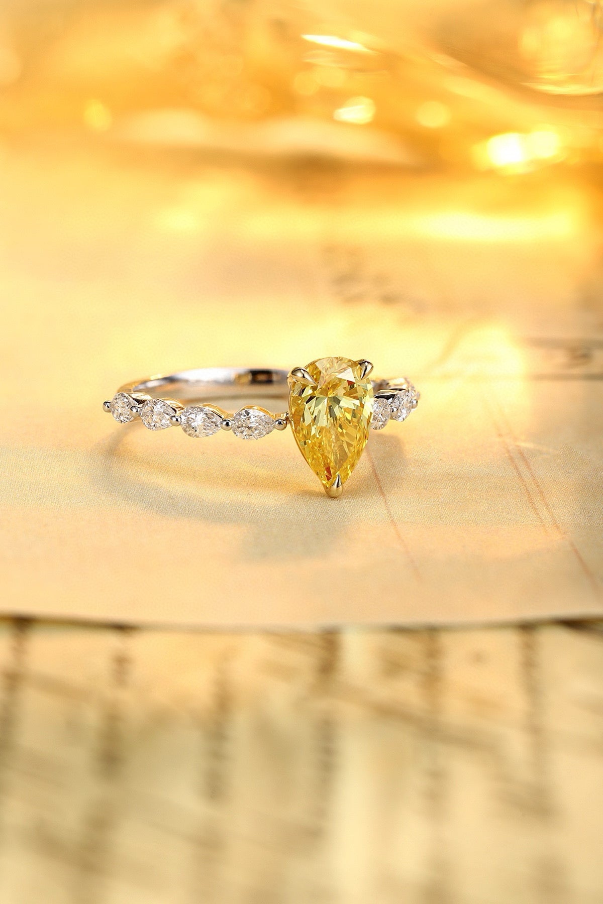 Pirmiana New Fashion 1.11ct shining Lab Grown Yellow Diamond Rings PT950 Platinum Jewelry Engagement Gift Women