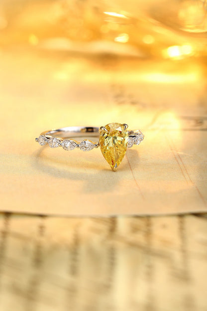 Pirmiana New Fashion 1.11ct shining Lab Grown Yellow Diamond Rings PT950 Platinum Jewelry Engagement Gift Women