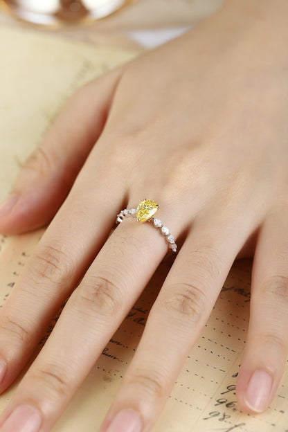 Pirmiana New Fashion 1.11ct shining Lab Grown Yellow Diamond Rings PT950 Platinum Jewelry Engagement Gift Women