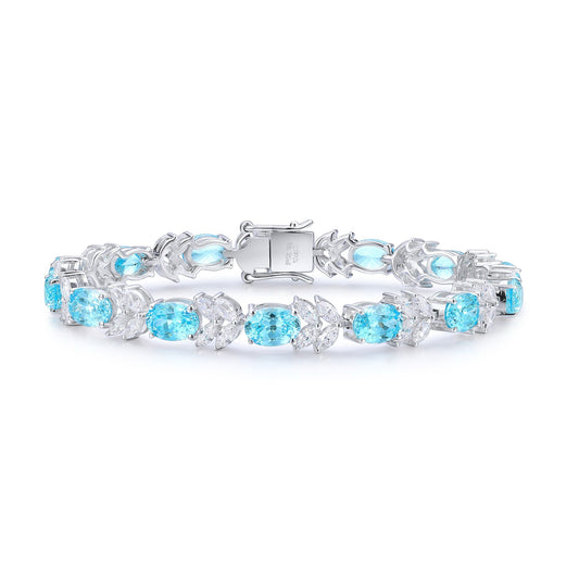 Pirmiana Hot Sale Maximalist 18.29ct Lab Grown Paraiba Sapphire Bracelet S925 Silver Jewelry Engagement Women