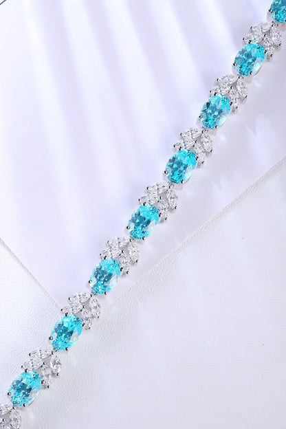Pirmiana Hot Sale Maximalist 18.29ct Lab Grown Paraiba Sapphire Bracelet S925 Silver Jewelry Engagement Women
