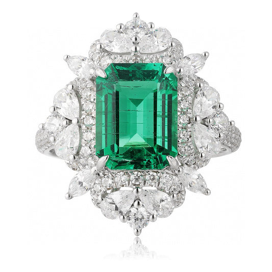 Pirmiana HOT SALE Customized S925 Sliver 3.2ct Lab Grown Emerald  Ring Jewelry Engagement Gift Women