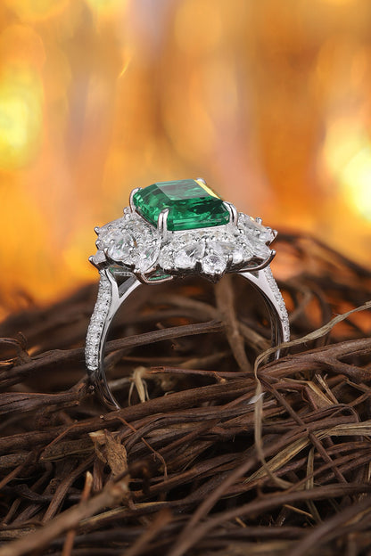 Pirmiana HOT SALE Customized S925 Sliver 3.2ct Lab Grown Emerald  Ring Jewelry Engagement Gift Women
