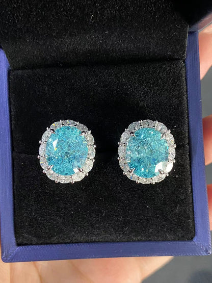 Primiana 2025 New Classic Style14K Gold Main Stone11x13mm Oval Shape Lab Grow Paraiba Earrings Girlfriend Gif