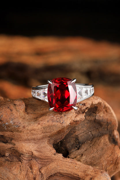Pirmiana Hot Sale Maximalist 5.48ct Lab Grown Ruby Ring S925 Silver Jewelry Engagement Women