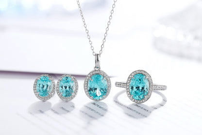 Pirmiana Hot Sale Maximalist 3.98ct Lab Grown Paraiba Sapphire Necklace S925 Silver Jewelry Engagement Women