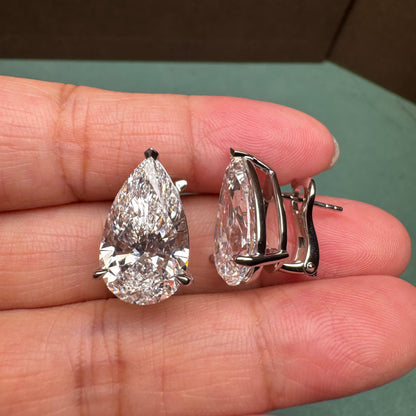 Pirmiana Cutomiezd Platinum and K Gold 7ct Pear Cut Lab Grown Diamond for Women Wedding Proposal earrings