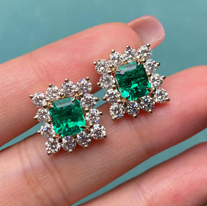 Primiana 2025 New Classic Style14K Emerald Shape 5x6mm And Side Stone Lab Diamond Girlfriend Gift
