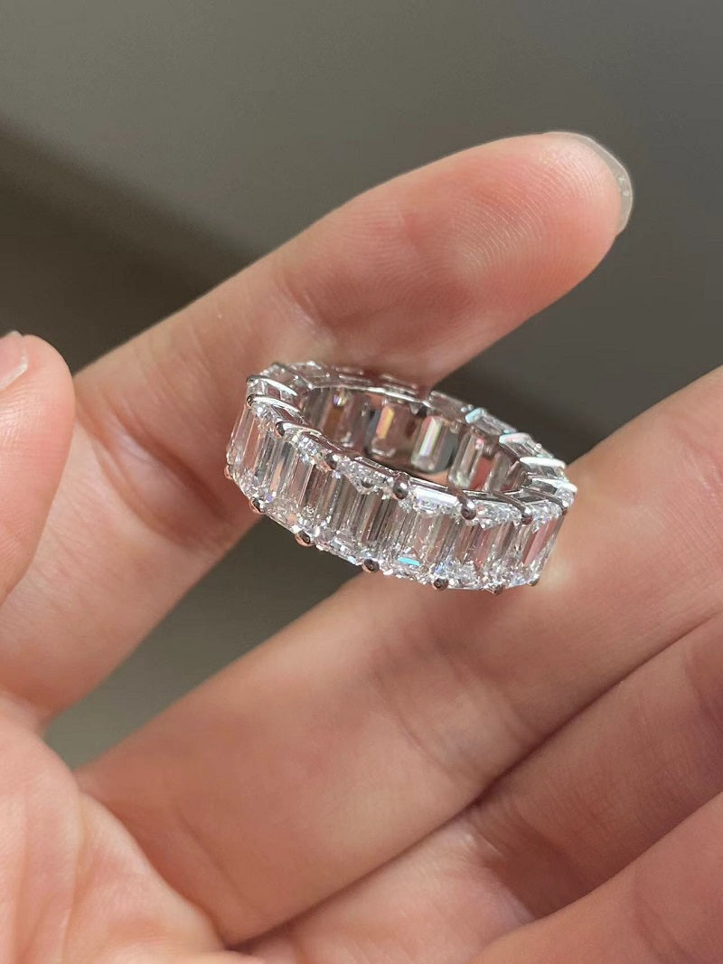 Ruif Customized 18k Gold 0.5ct Each Emerald Cut Lab Grown Diamond Rings for Women Daily Wear