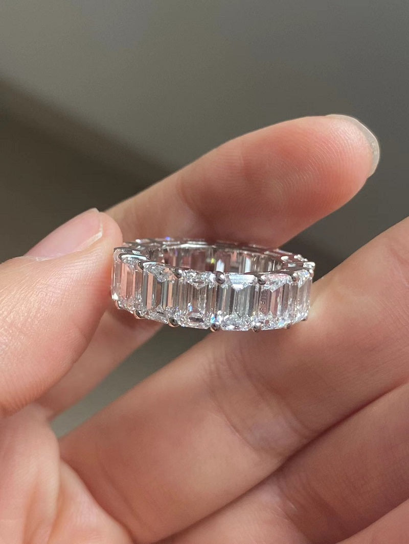 Ruif Customized 18k Gold 0.5ct Each Emerald Cut Lab Grown Diamond Rings for Women Daily Wear