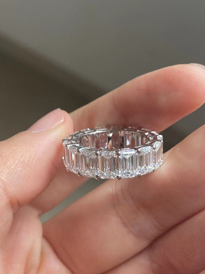 Ruif Customized 18k Gold 0.5ct Each Emerald Cut Lab Grown Diamond Rings for Women Daily Wear