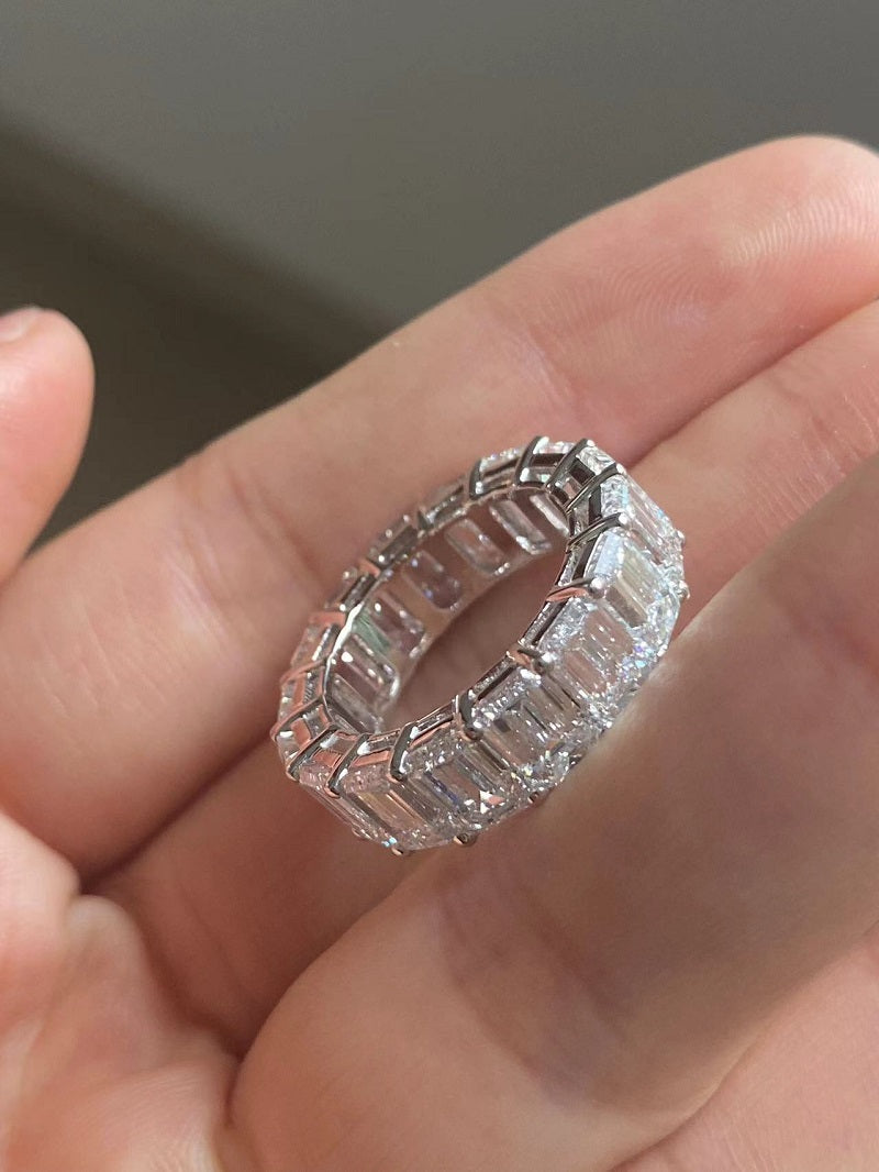 Ruif Customized 18k Gold 0.5ct Each Emerald Cut Lab Grown Diamond Rings for Women Daily Wear