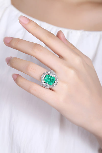 Pirmiana Customized 18k Gold 5.52ct Lab Grown Emerald with 7.2ct Diamond Ring Jewelry Engagement Gift Women