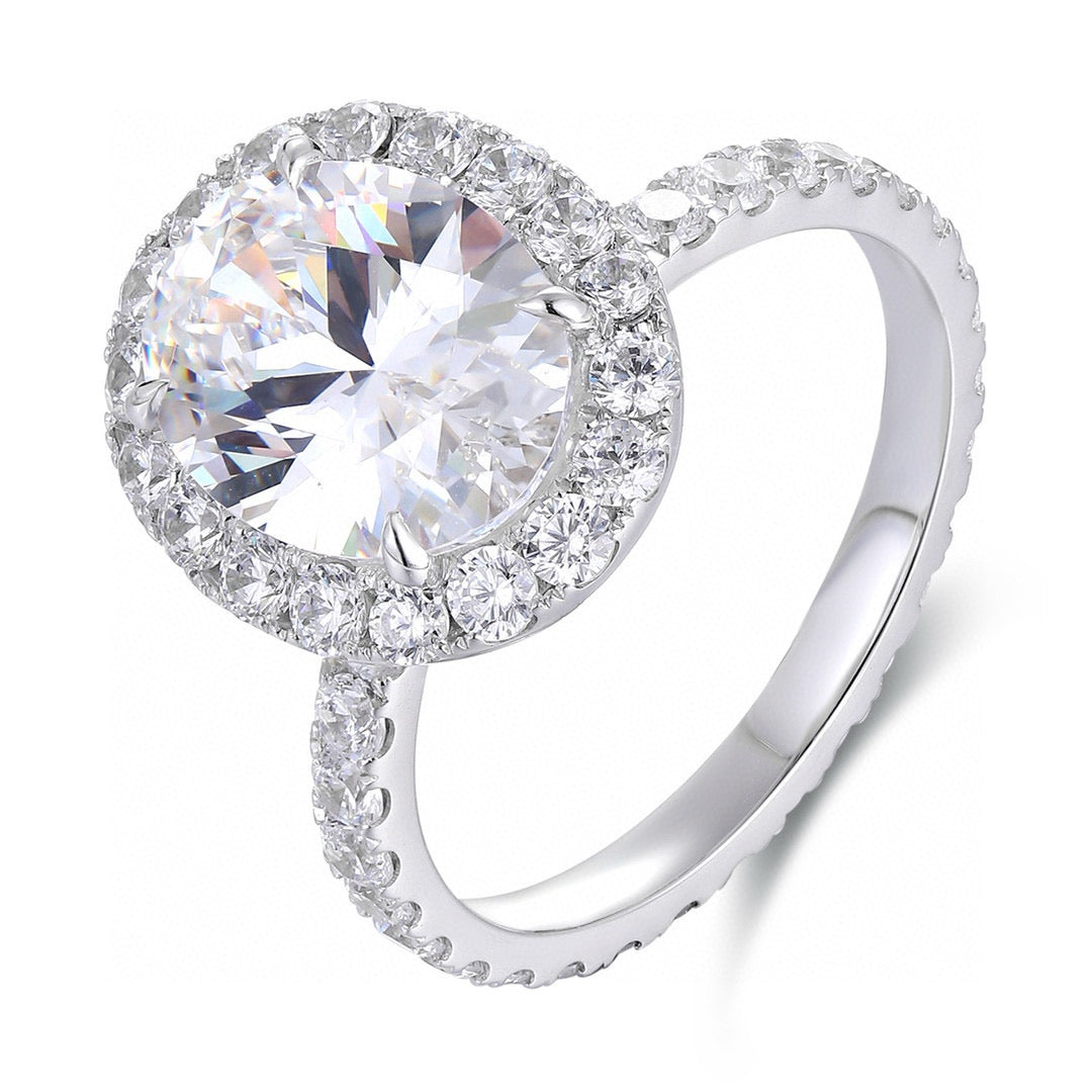 Pirmiana Elegant and Luxury 4.18ct Simulated Diamond Rings 18K Gold Jewelry Engagement Gift Women